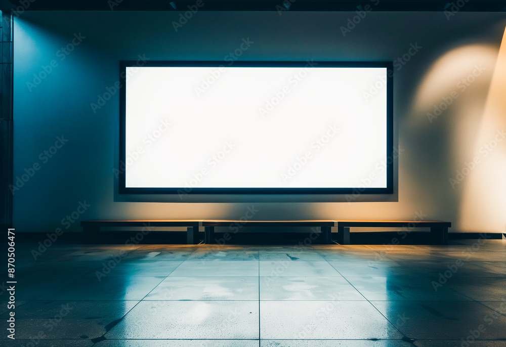 Photo of a Large Blank Screen on Wall in the Museum Photo of a Large Blank Screen on Wall in the Museum