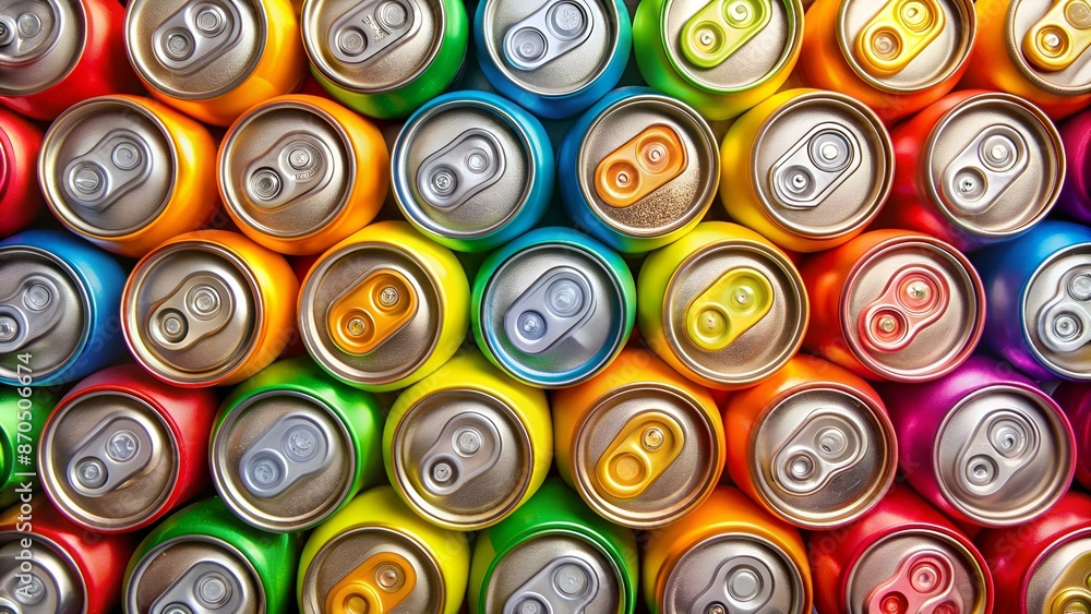 Colorful soda drinks cans overhead Colorful soda drinks cans overhead
