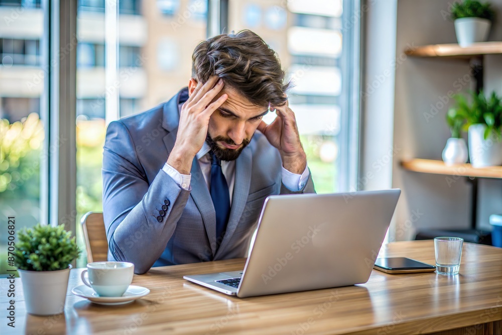 Upset business executive with migraine
Upset business executive with migraine