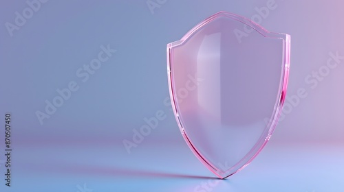 Transparent glass shield in pastel colors representing protection, security, and defense on a gradient background.