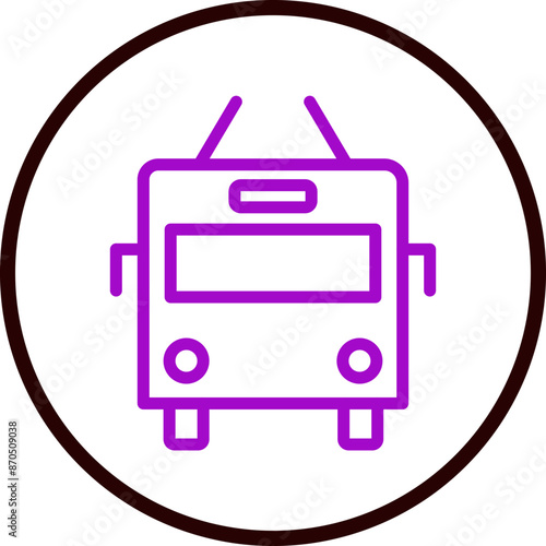 Trolleybus Vector Line Purple Circle Black