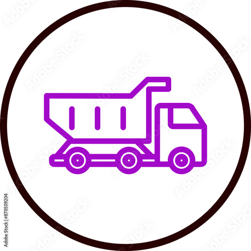 Dump truck Vector Line Purple Circle Black