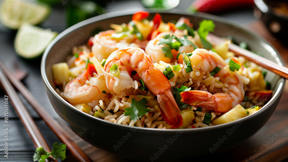 A Close-Up of Thai Shrimp-Pineapple Fried Rice A Close-Up of Thai Shrimp-Pineapple Fried Rice