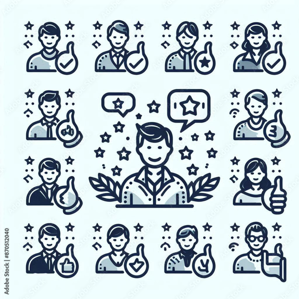 set of icons, business icons set, business people icons, Feedback, testimonial, customer thin line icons. Editable stroke. For website marketing design, logo, app, template, etc. Vector set of icons, business icons set, business people icons, Feedback, testimonial, customer thin line icons. Editable stroke. For website marketing design, logo, app, template, etc. Vector