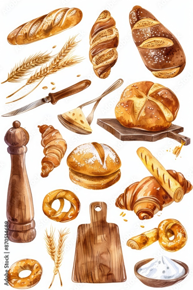 Breads and Pastries on Table Breads and Pastries on Table