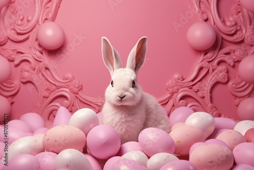 a rabbit in a pile of eggs © Paula