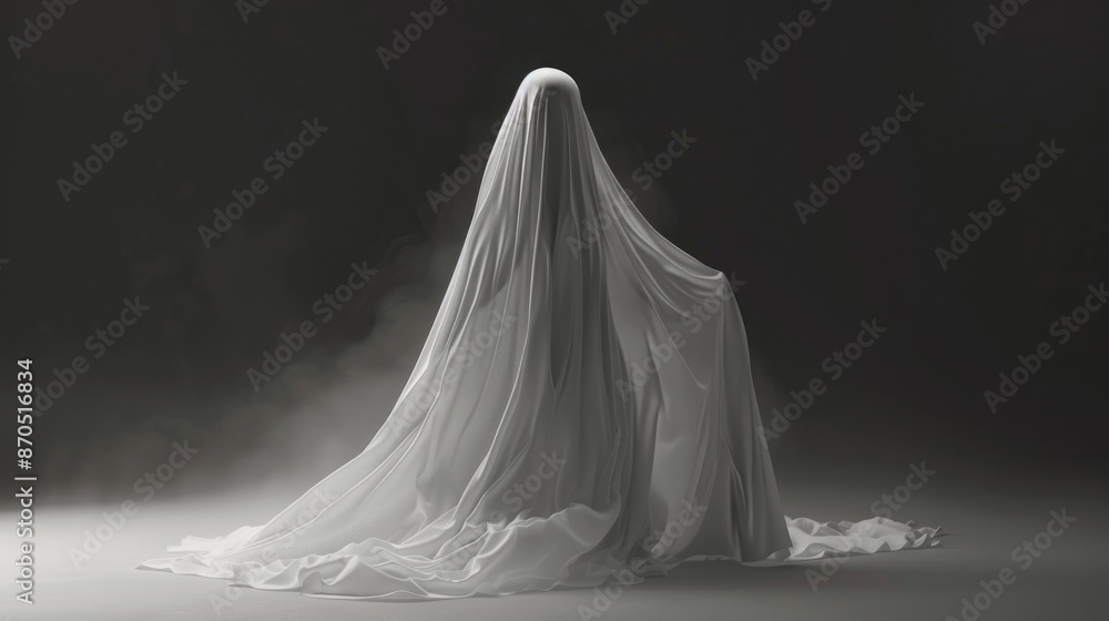 Woman in White Veil Standing Woman in White Veil Standing