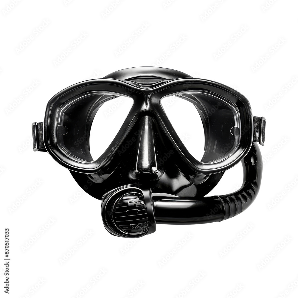 High-quality black snorkeling mask with attached snorkel, perfect for underwater adventures and aquatic exploration. High-quality black snorkeling mask with attached snorkel, perfect for underwater adventures and aquatic exploration.