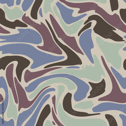 Seamless Swirly Camouflage Camo Repeat Tile Pattern. Perfect for apparel, textiles, backgrounds, ux etc.