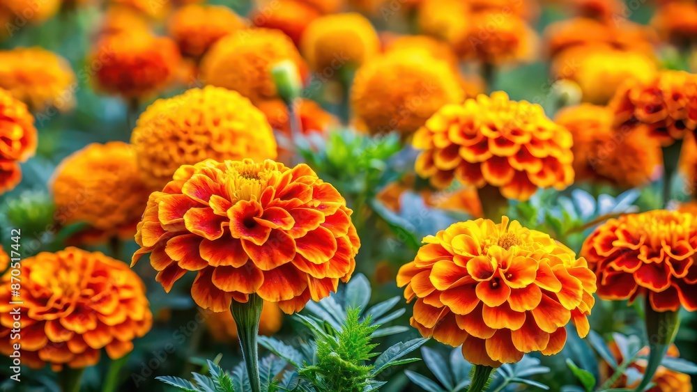 Vibrant and captivating marigold flowers in full bloom, floral, garden, botanical, yellow, orange, bright, petals, nature Vibrant and captivating marigold flowers in full bloom, floral, garden, botanical, yellow, orange, bright, petals, nature