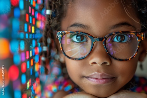 Close-Up Portrait of a Teenage Girl Wearing Glasses