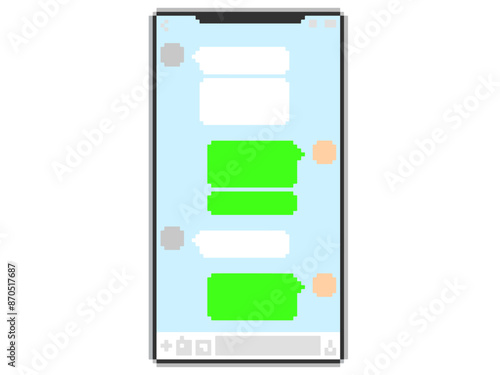 携帯でのメッセージのやり取りのドット絵