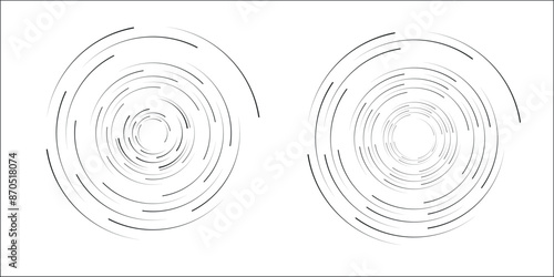 Set of two radial hypnotic spirals, on transparent background.