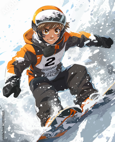 Hand drawn baby ski illustration