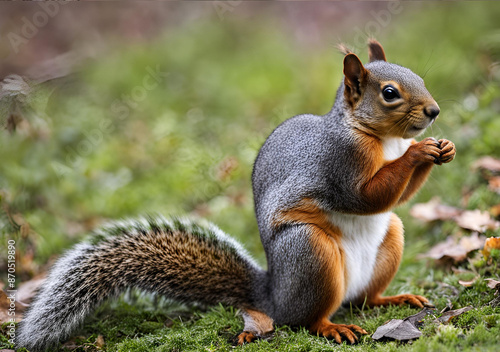 Alert Squirrel on Forest Floor