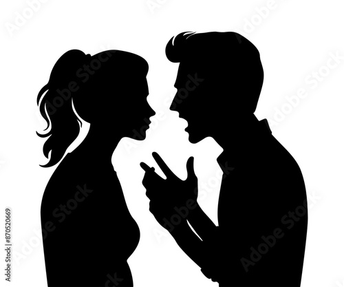 Couple arguing silhouette. Vector illustration