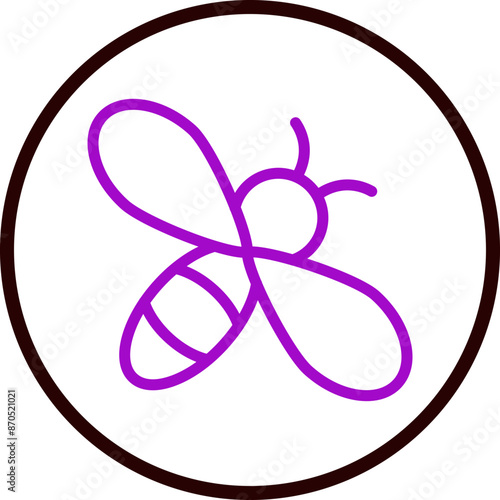 bee Vector Line Purple Circle Black
