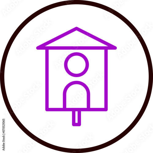 bird house Vector Line Purple Circle Black