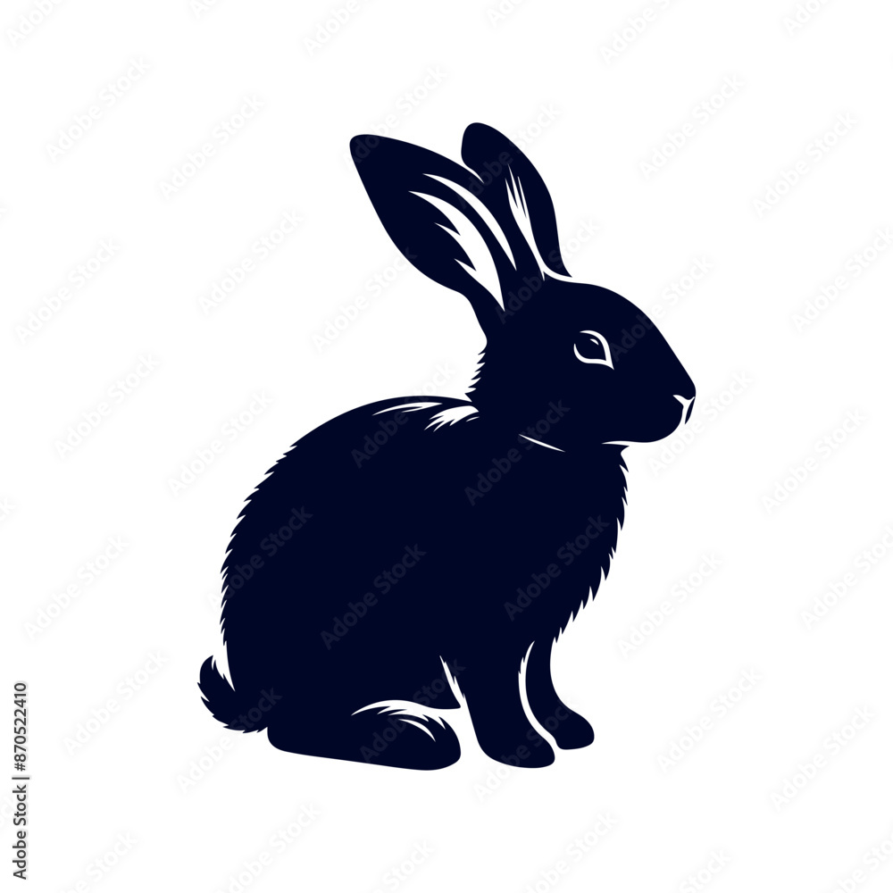 Naklejka premium vector rabbit black silhouette icon design illustration template