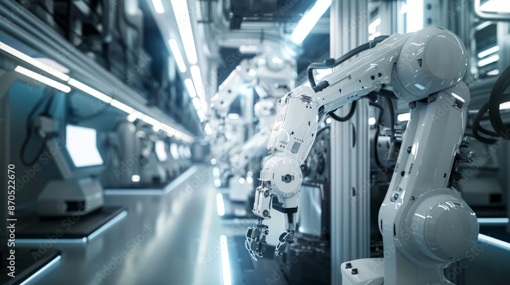 Futuristic factory background: high-end production with advanced technology and sophisticated design Futuristic factory background: high-end production with advanced technology and sophisticated design