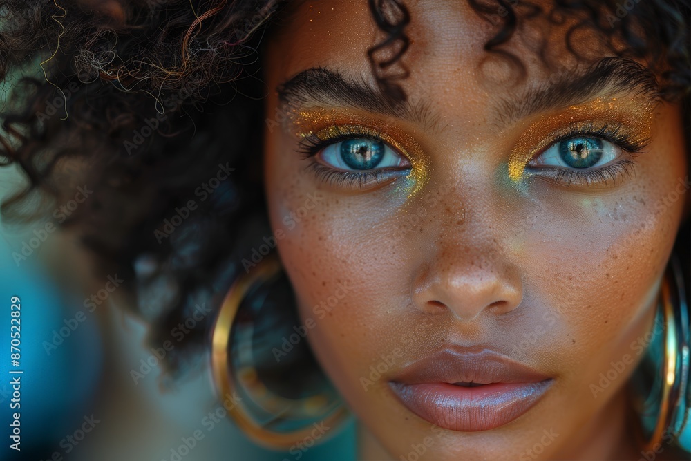 Close up portrait of a woman with curly hair Close up portrait of a woman with curly hair