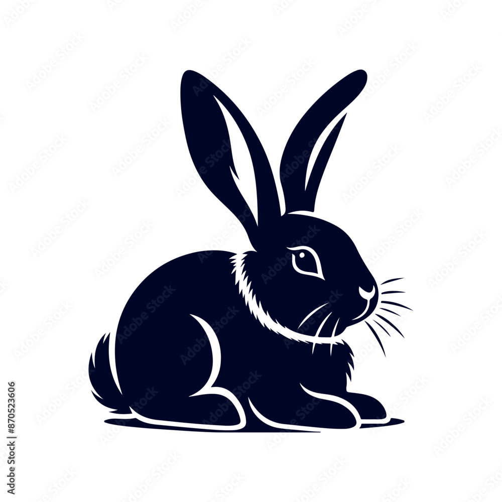 Fototapeta premium vector rabbit black silhouette icon design illustration template