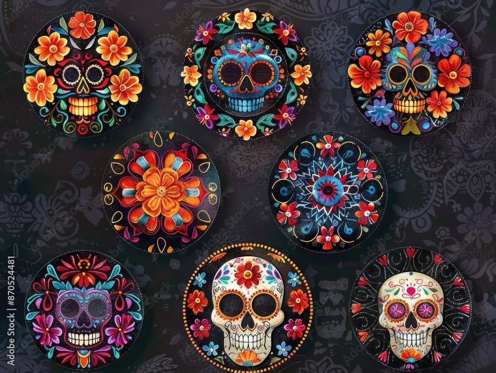 Sugar Skulls on Table Sugar Skulls on Table