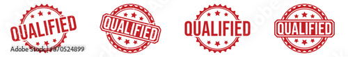 Qualified rubber stamp on white background. Qualified Stamp.