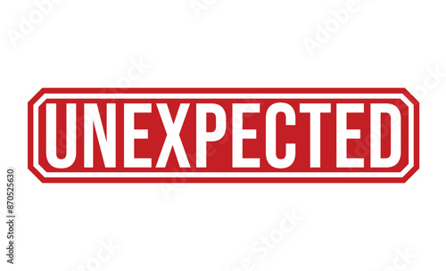 Unexpected Red rubber stamp on white background. Unexpected stamp sign. Unexpected stamp.