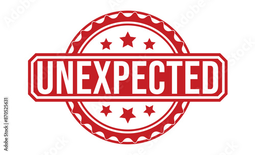 Unexpected Red rubber stamp on white background. Unexpected stamp sign. Unexpected stamp.