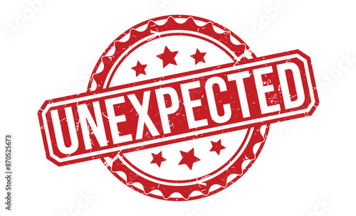 Unexpected Red rubber stamp on white background. Unexpected stamp sign. Unexpected stamp.