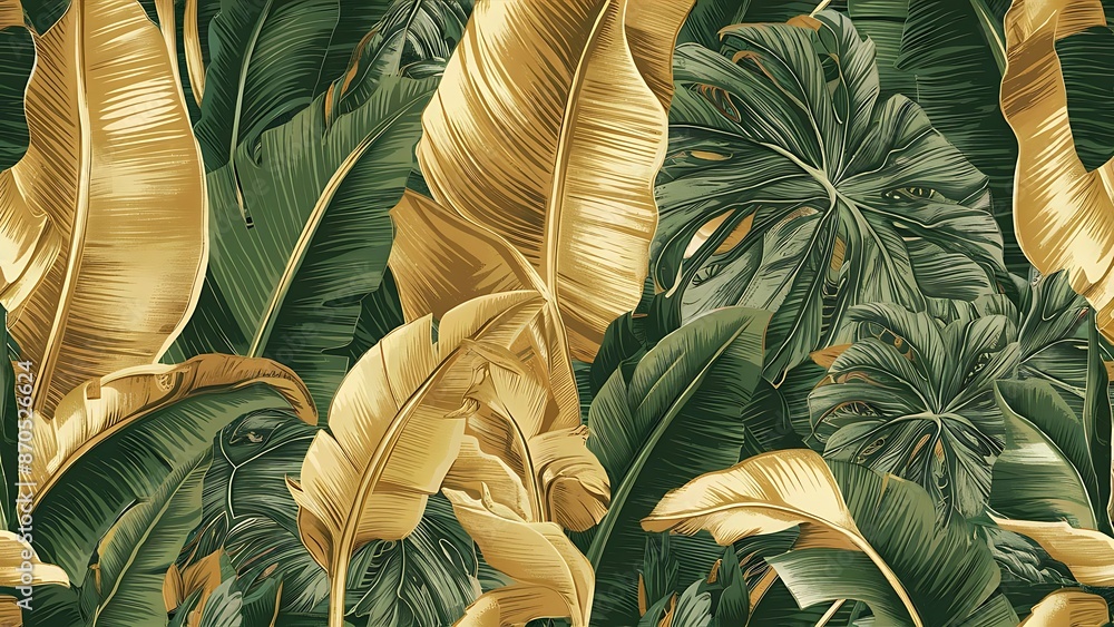 custom made wallpaper toronto digitalTropical leaf Wallpaper, Luxury nature leaves pattern design wallpaper
