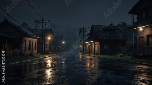 Horror city silent streets eerie buildings dark CGI for Game dev or Ghost Story | Village 2