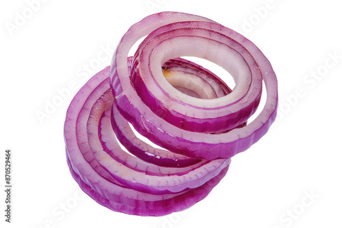 Sliced red onion ring isolated on transparent background