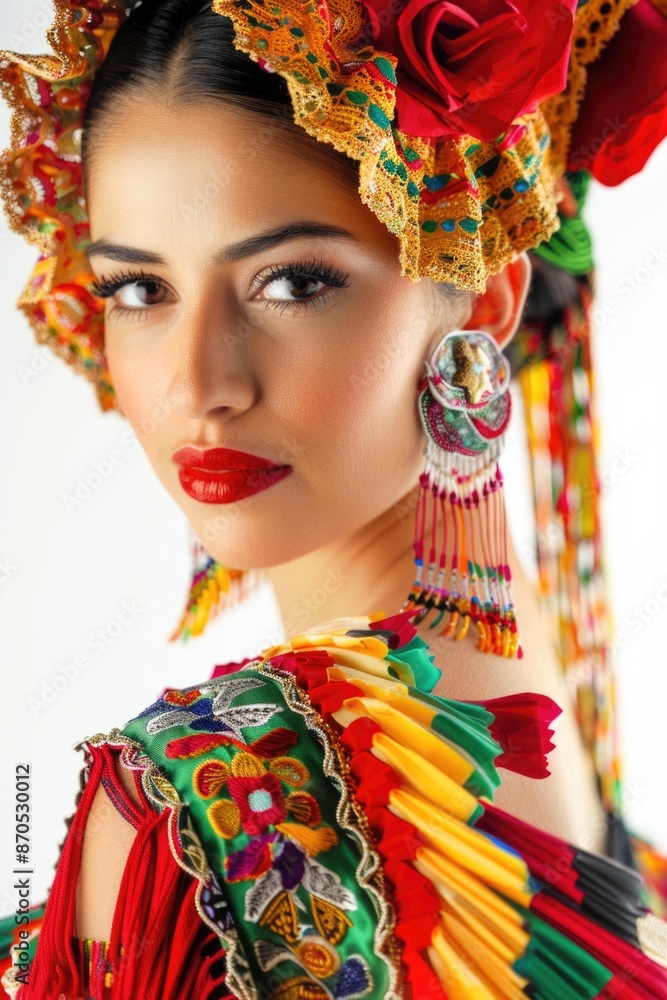 Woman with colorful dress and headdress Woman with colorful dress and headdress