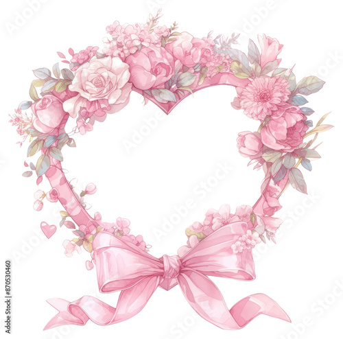 PNG Romantic floral heart frame