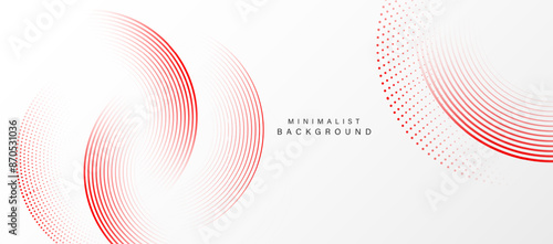 Abstract white background with red circle lines. Digital future technology concept. vector illustration.	