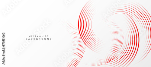Abstract white background with red circle lines. Digital future technology concept. vector illustration.	
