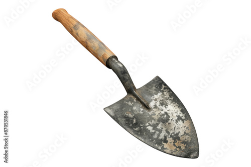 Trowel with wooden handle isolated on transparent background