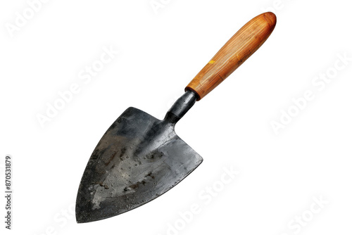 Trowel with wooden handle isolated on transparent background