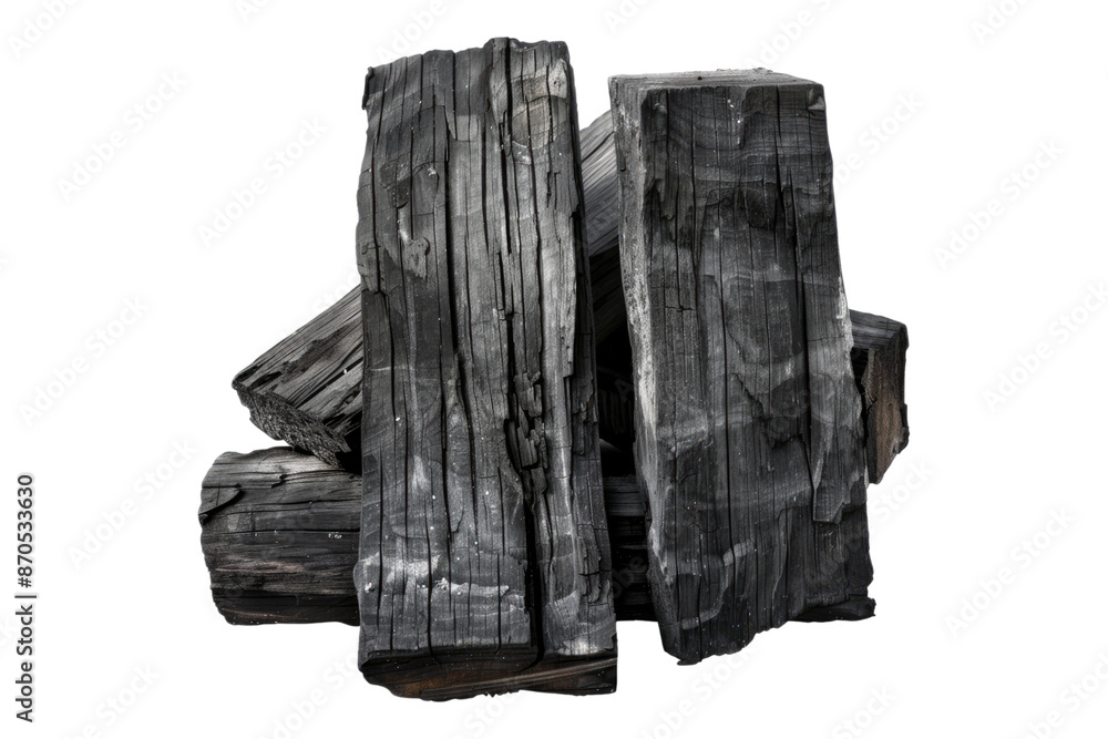 Wood charcoal isolated on transparent background Wood charcoal isolated on transparent background