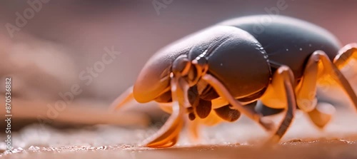 Close-up view of house dust mites on fabric photo