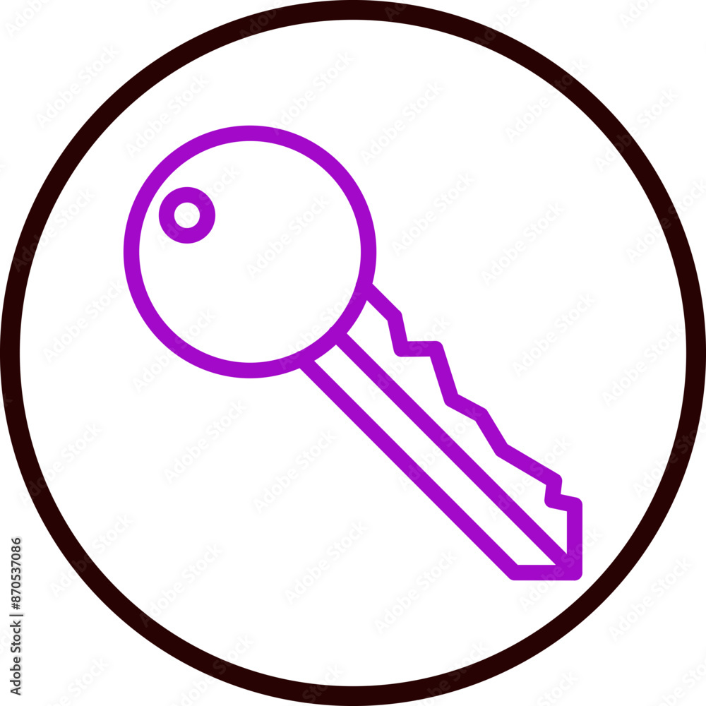 Key (for access) Vector Line Purple Circle Black Key (for access) Vector Line Purple Circle Black