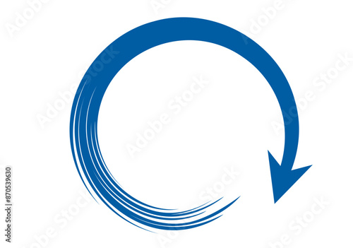 手描き筆タッチのざっくり矢印素材/回転・青