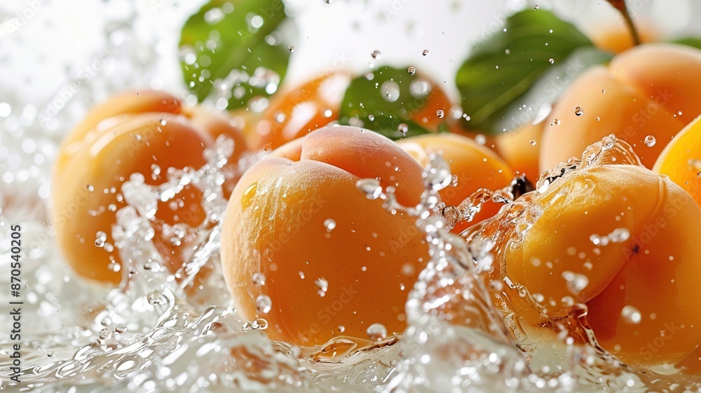 Fresh Apricots Splashing in Water Fresh Apricots Splashing in Water