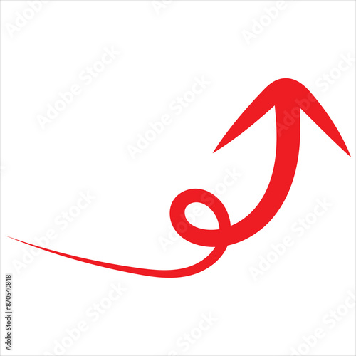 Curly red arrow hand up. Isolated on a white background. vector illustration. EPS 10