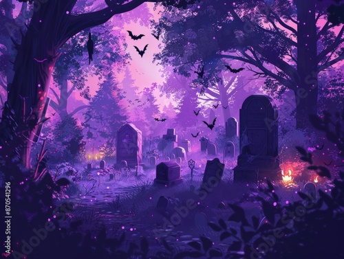 Creepy Graveyard with Bats