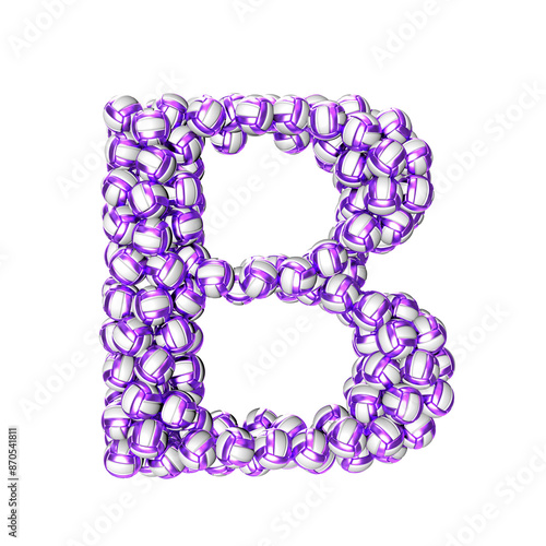 Symbol made of purple volleyballs. letter b