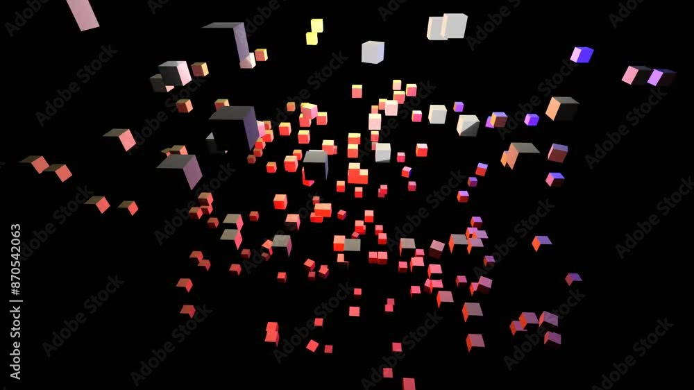 16 seconds of cubes cubic shapes flying moving randomly about colorful ambiguous DJ visualizer on black background , HD video 1920 1080, 16 seconds of cubes cubic shapes flying moving randomly about colorful ambiguous DJ visualizer on black background , HD video 1920 1080,