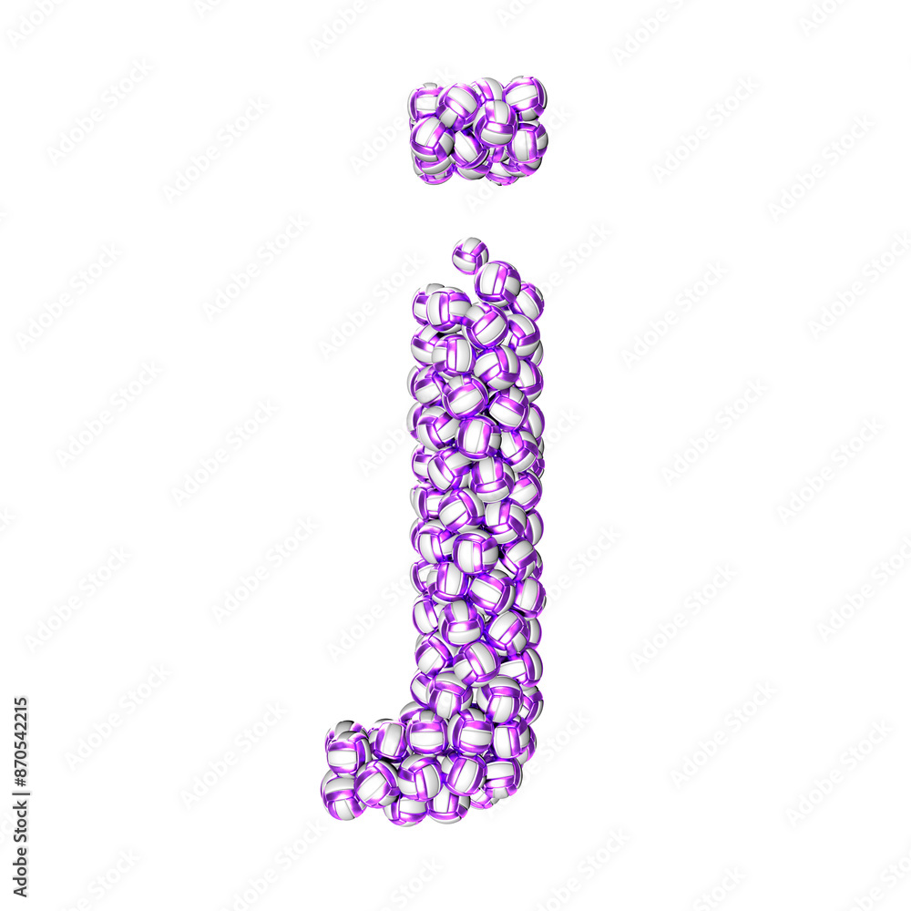 Symbol made of purple volleyballs. letter j Symbol made of purple volleyballs. letter j
